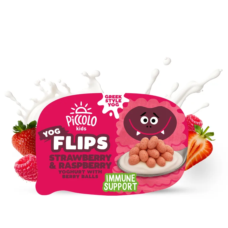 Piccolo Yoghurt Flips Strawberry & Raspberry with Berry Balls 120g