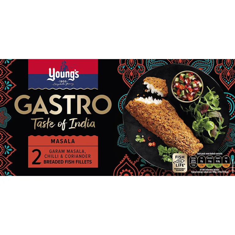 Young's Gastro Taste Of India 2 Garam Masala & Chilli Breaded Fish Fillets