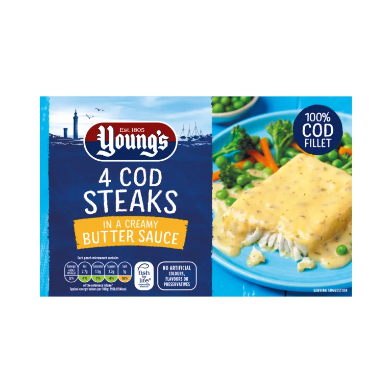 Youngs 2 Cod Steaks In Butter Sauce