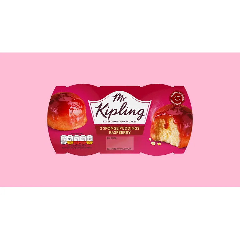 Mr Kipling Raspberry Sponge Pudding Cake Dessert Pots 2x95g