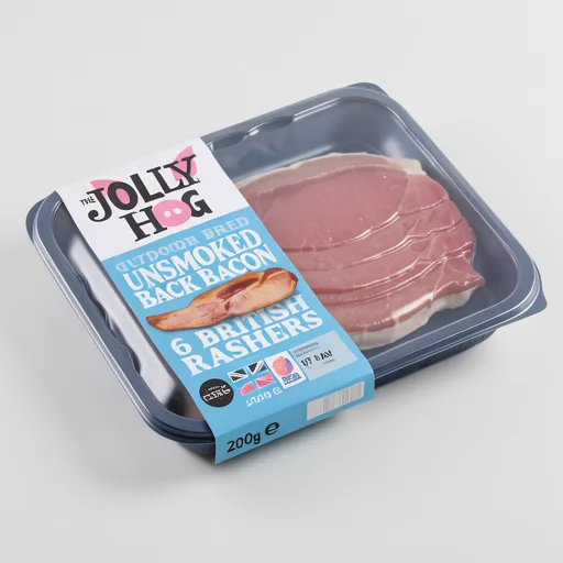 The Jolly Hog Outdoor Bred Unsmoked Back Bacon British Rashers x6 200g