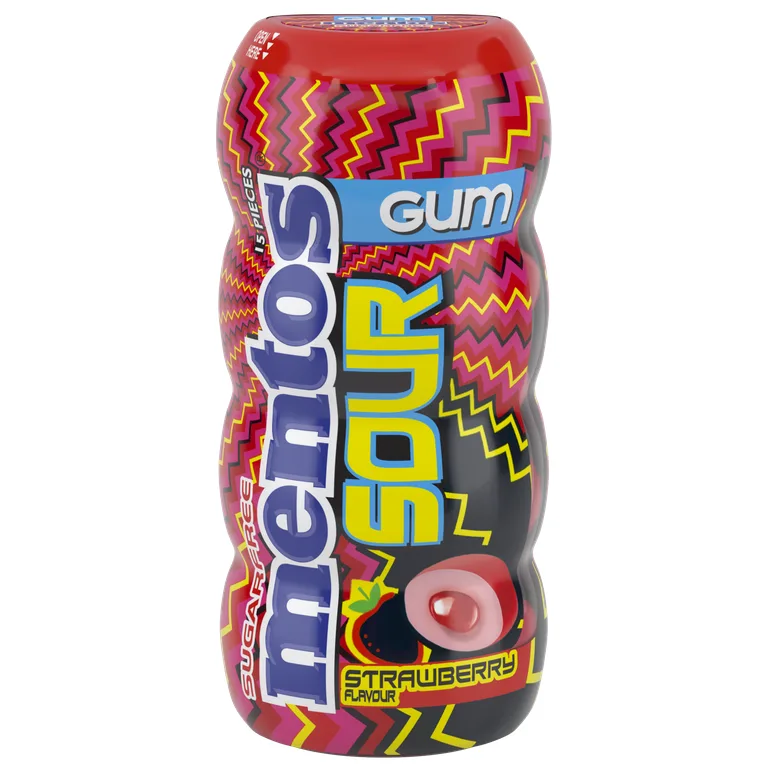 Mentos Sour Gum Strawberry Flavour 