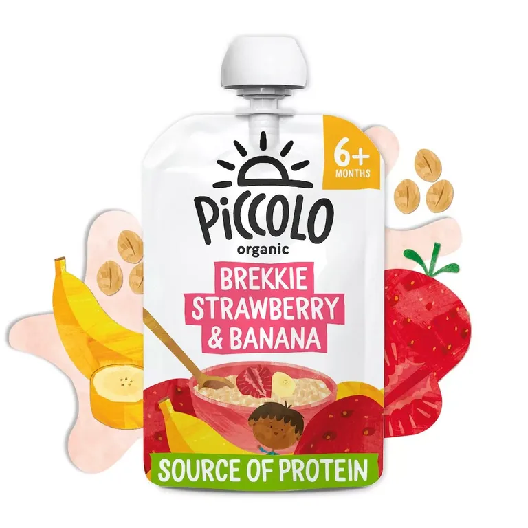 Piccolo Organic Strawberry, Banana & Peach 4+ Months 100g
