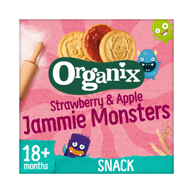 Organix Jammie Monsters Organic Jam Toddler Snack Biscuits Multipack