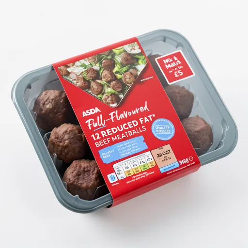 ASDA Full-Flavoured 12 Reduced Fat Beef Meatballs 340g