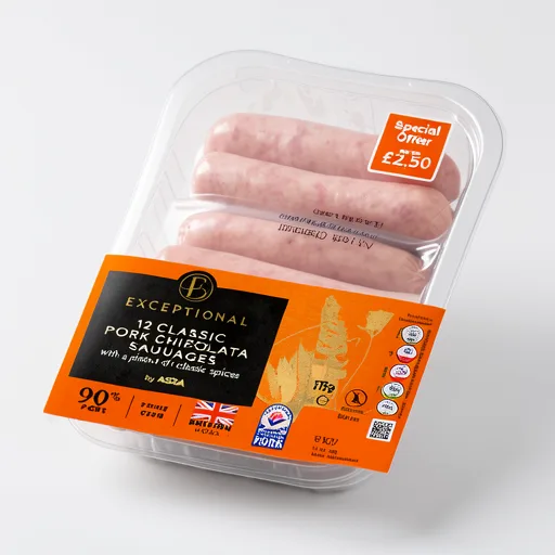 Exceptional by ASDA 12 Classic Pork Chipolata Sausages 375g