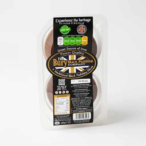 The Bury Black Pudding Co 4 Traditional Black Pudding Slices 230g