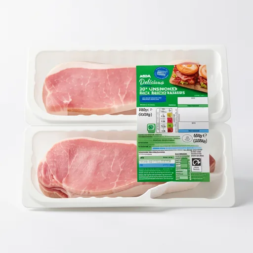 ASDA 20 Delicious Unsmoked Back Bacon Rashers 2 x 300g (600g)