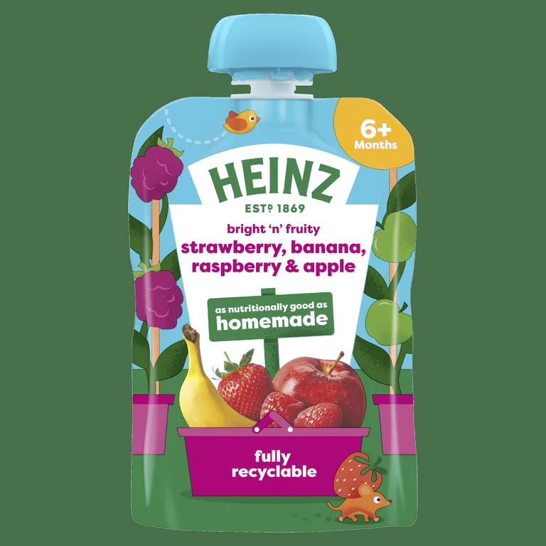 Heinz Strawberry, Banana, Raspberry & Apple Baby Food Pouch 6+ Months 