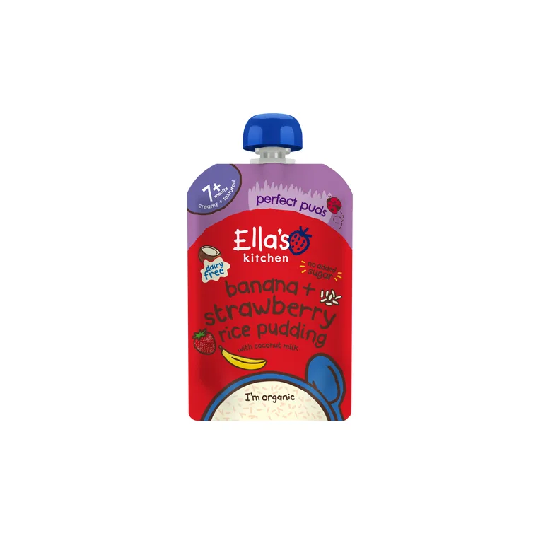 Ella's Kitchen Dairy Free Rice Pudding Bananas & Strawberry Baby Food Pouch