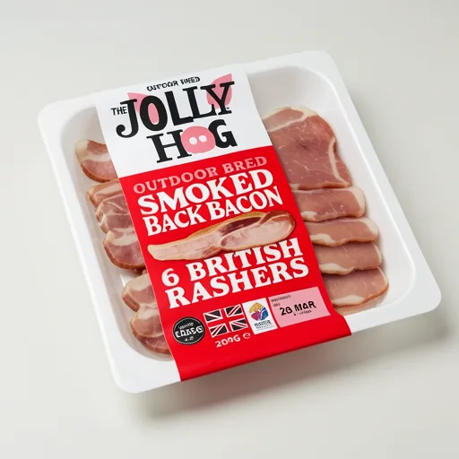 The Jolly Hog Outdoor Bred Smoked Back Bacon British Rashers x6 200g