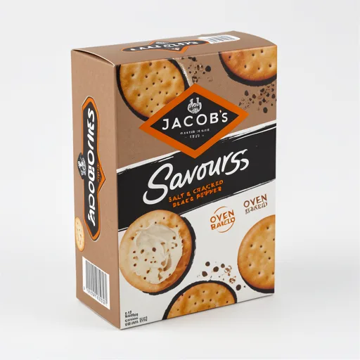 Jacob's Savours Bakes Salt & Cracked Black Peppers Crackers