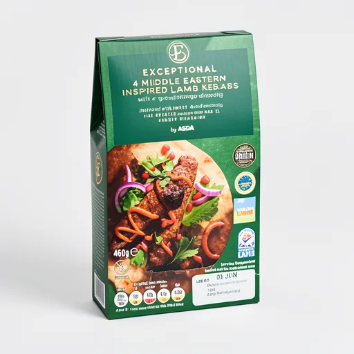 Exceptional by ASDA 4 Middle Eastern Inspired Lamb Kebabs with a Spiced Mango Dressing 460g