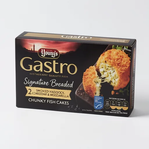 Young's Gastro Signature Breaded 2 Smoked Haddock Mozzarella & Cheddar Fish Cakes 270g