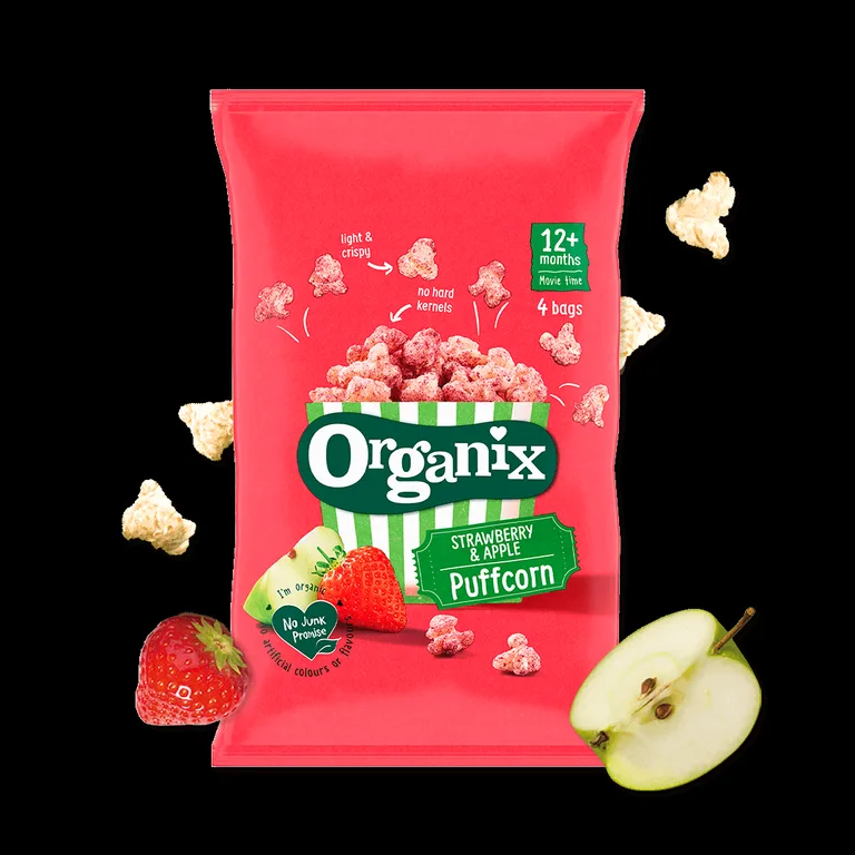 Organix Strawberry & Apple Puffcorn 10g