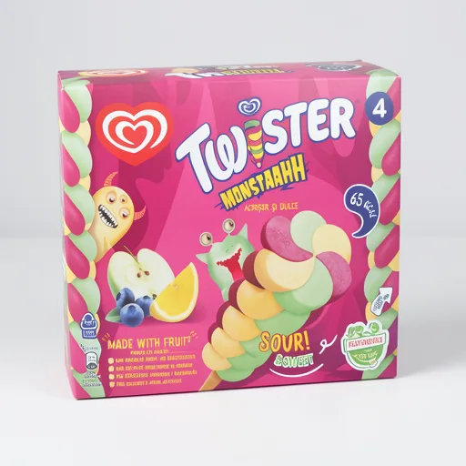 Wall's Twister Fruit Zingerrr Lemon Apple & Blueberry Flavoured Fruit Ice Lollies 4x70ml