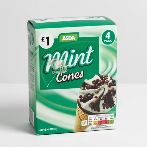ASDA Mint Ice Cream Cones 4 x 110ml (440ml)