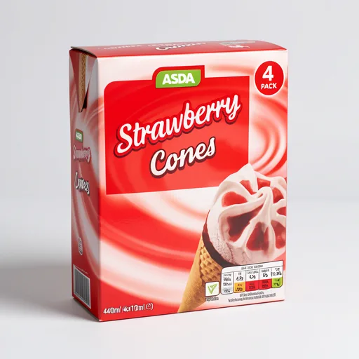 ASDA Strawberry Ice Cream Cones 4 x 110ml (440ml)