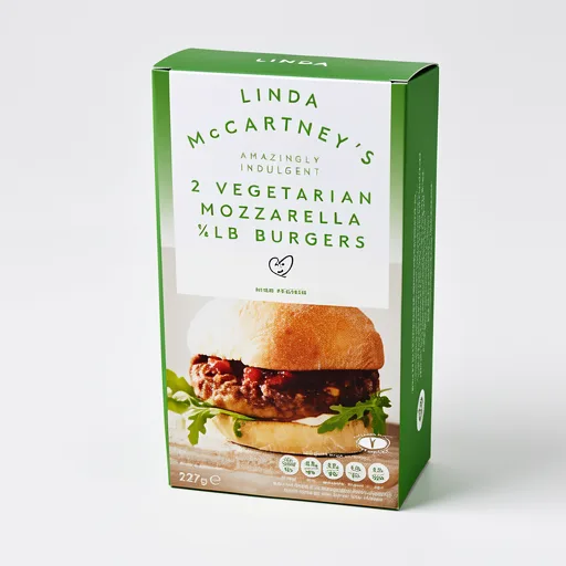 Linda McCartney's 2 Mozzarella 1/4lb Burgers Vegetarian 227g