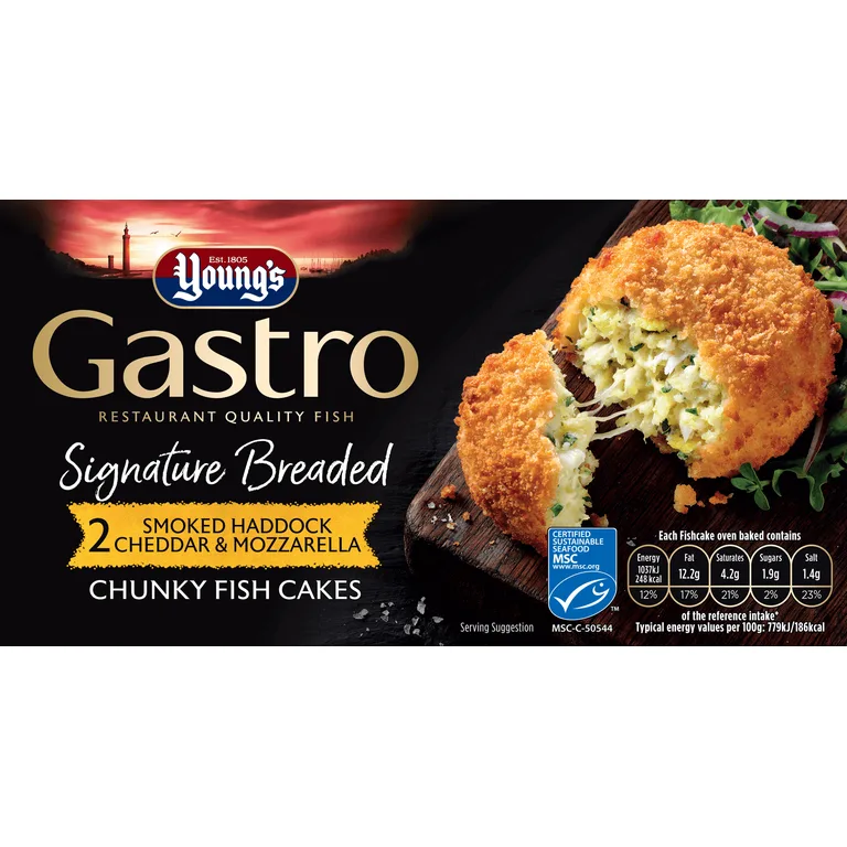 Young's Gastro Signature Smoked Haddock & Mozzarella 4 Fish Cakes 400g