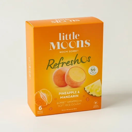 Little Moons Refreshos Vegan Pineapple & Mandarin Mochi Sorbet Frozen Snack 6 x 32g
