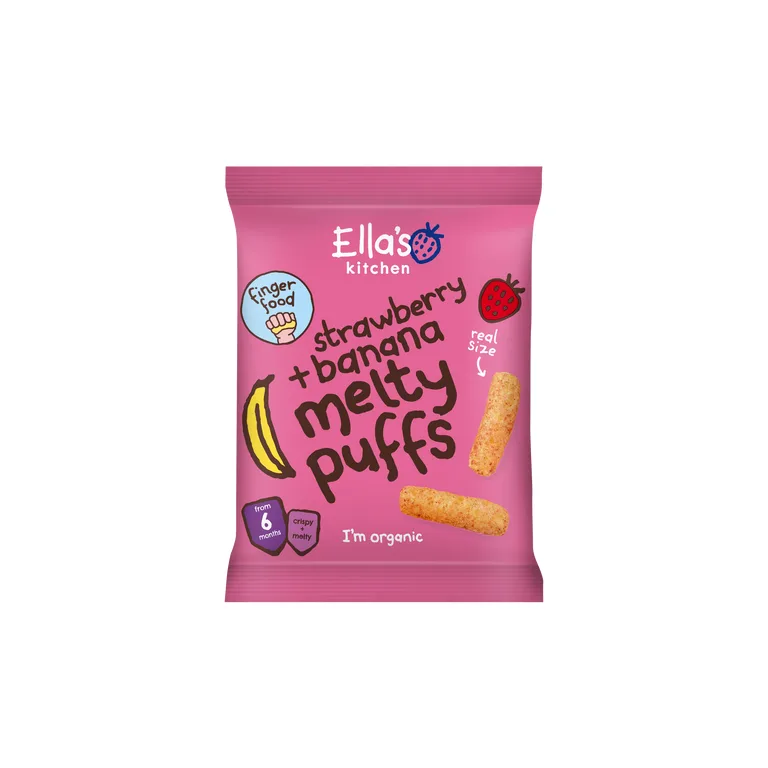 Ella's Kitchen Strawberry + Banana Puffs Multipack Baby Snack 10+ Months