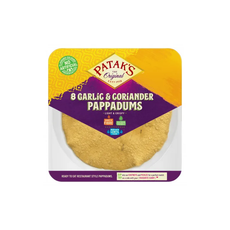 Patak's Garlic & Coriander Pappadums 8 pack