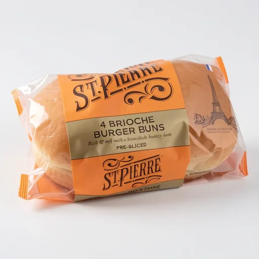 St Pierre 4 Pre-Sliced Brioche Burger Buns