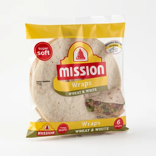 Mission Wheat & White Wraps x6 367g