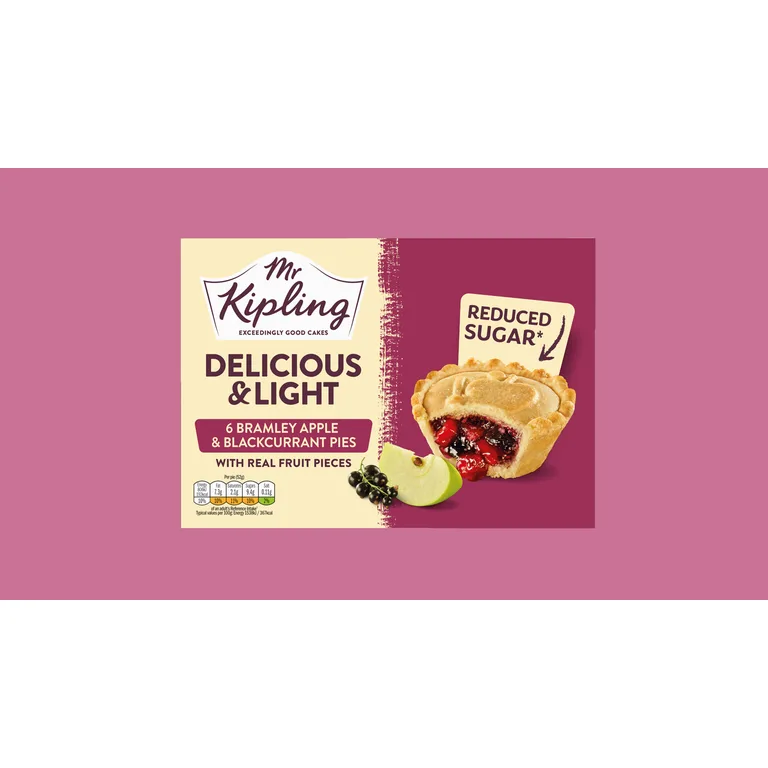 Mr Kipling Delicious & Light Bramley Apple & Blackcurrant Pies 6 Pack
