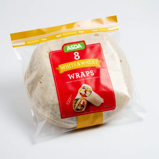 ASDA The Bakery 8 White & Wheat Wraps 488g