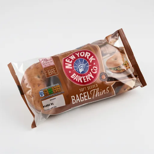 New York Bakery Co 4 Sliced Soft Seeded Bagel Thins
