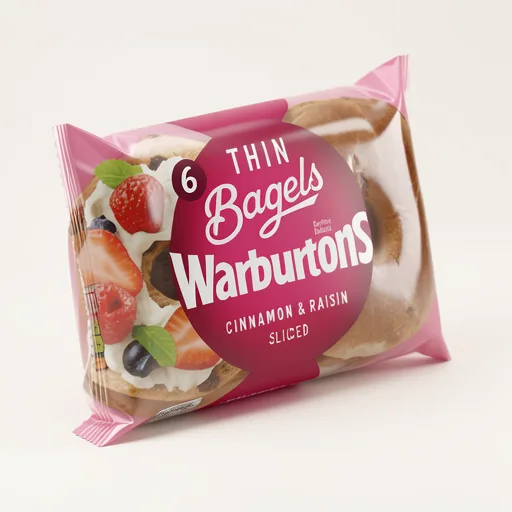 Warburtons Cinnamon & Raisin Thin Bagels x6