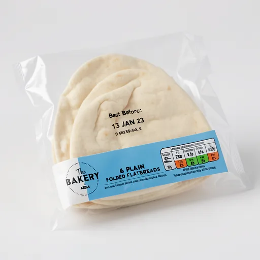 The BAKERY at ASDA The Bakery 6 Plain Folded Flatbreads 210g