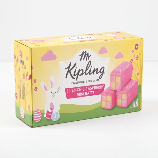 Mr Kipling Lemon & Raspberry Mini Batts Easter Cakes 5 Pack