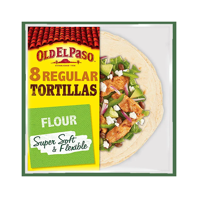 Old El Paso Mexican Regular Soft Whole Wheat Tortilla Wraps x8 326g