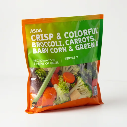 ASDA Crisp & Colourful Broccoli, Carrots Baby Corn & Green Beans 240g