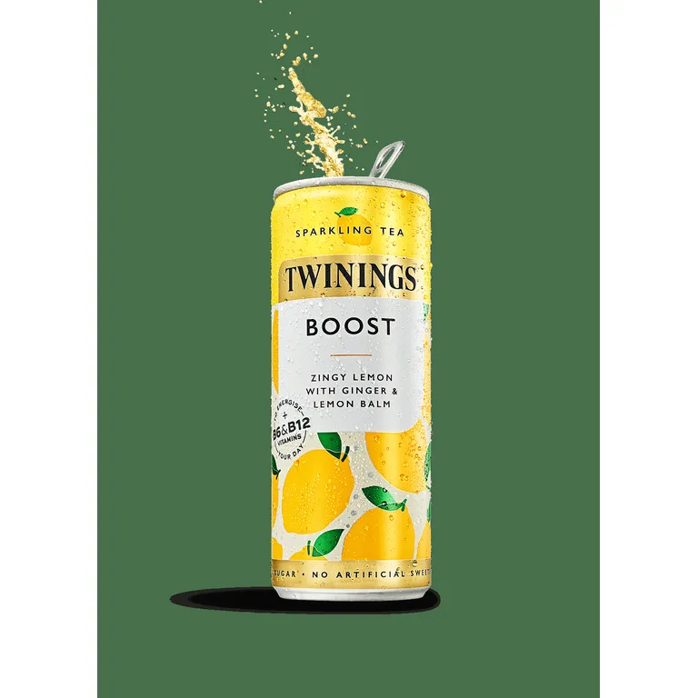 Twinings Sparkling Tea Boost Zingy Lemon with Ginger & Lemon Balm 4 x 250ml