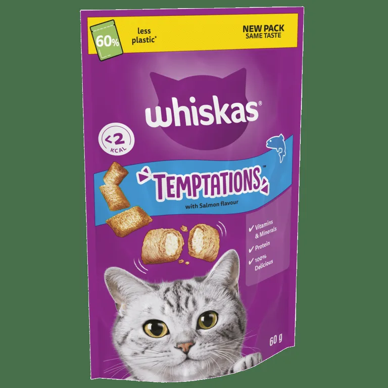 Whiskas Temptations Cat Treat Biscuits with Salmon Flavour 60g