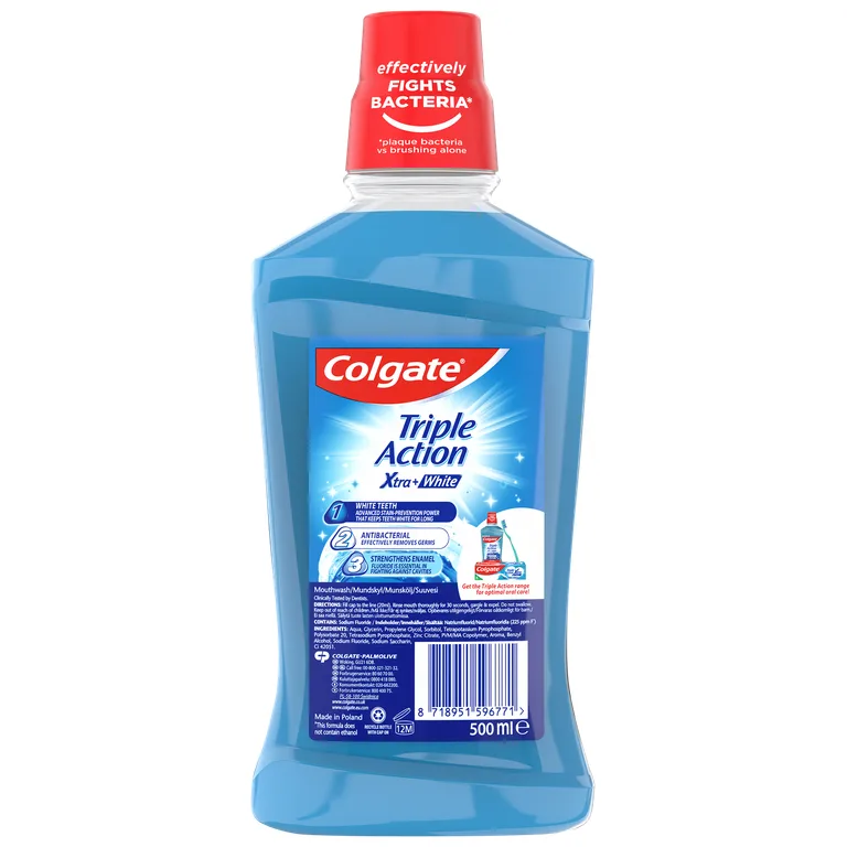 Colgate Triple Action Xtra White Mouthwash Alcohol Free 500ml
