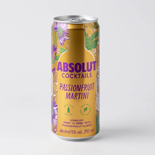 Absolut Pre-Mixed Sparkling Passionfruit Martini Vodka Drink 250ml