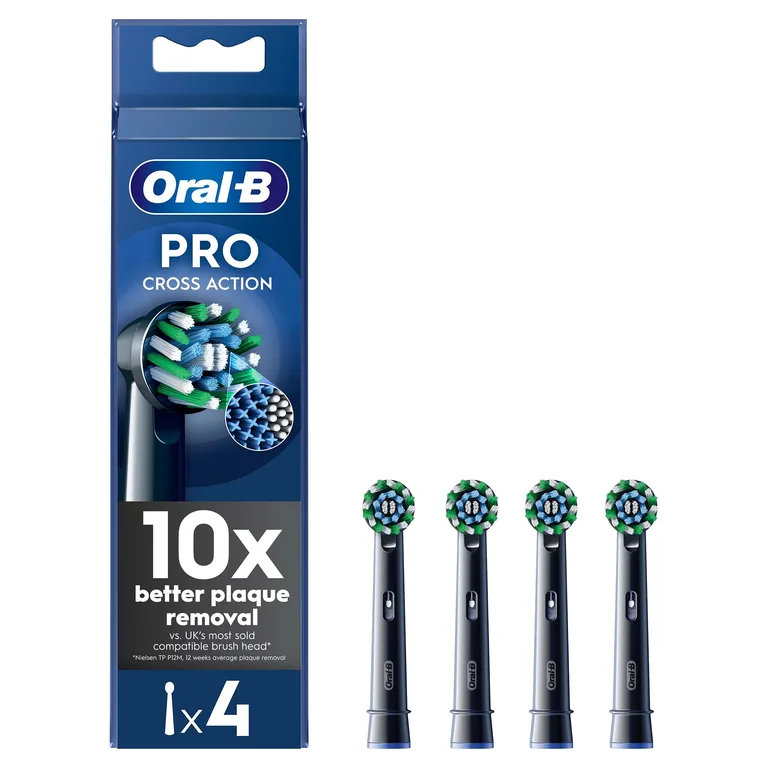 Oral-B Pro Cross Action Black Toothbrush Heads, 8 Counts