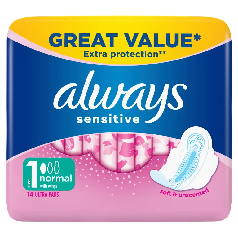 Always Sensitive Normal Ultra (Size 1) Sanitary Towels Wings 14 Pads