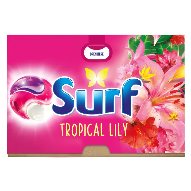 Surf 3 in 1 Laundry Washing Detergent Capsules Tropical Lily 15 Washes