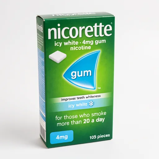 Nicorette Icy White 4mg Gum 105 Pieces, Stop Smoking and Stop Vaping Aid.