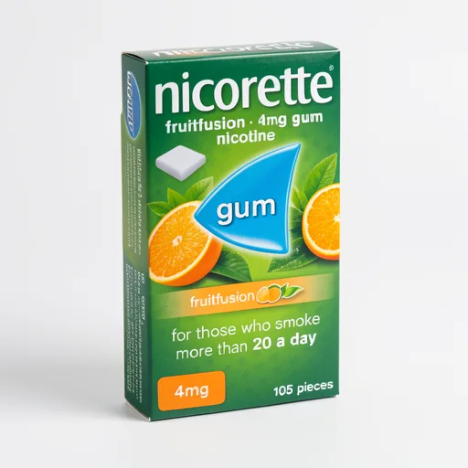 Nicorette Fruitfusion 4mg Gum 105 Pieces, Stop Smoking and Stop Vaping Aid.