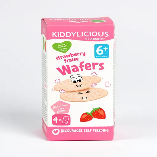 Kiddylicious Strawberry Mini Wafers Baby Snacks 4x4g