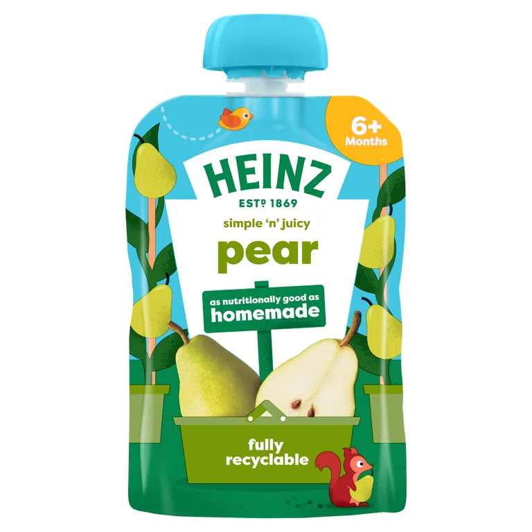 Heinz By Nature Pear Baby Food Fruit Pouch 6+ Months 100g