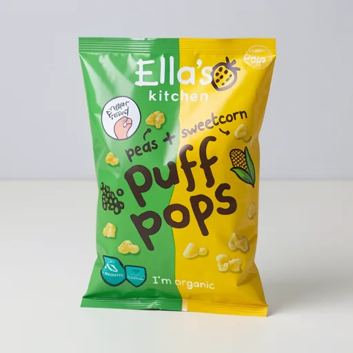 Ella's Kitchen Organic Peas & Sweetcorn Puff Pops 4 X 9G