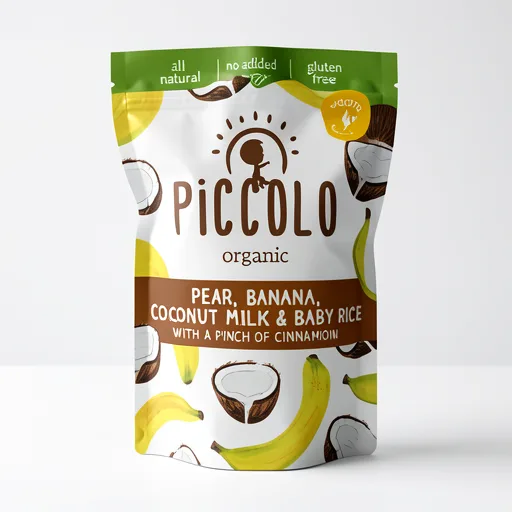 Piccolo Organic Pear, Banana, Coconut Milk & Baby Rice Smooth 4 Months+ 100g